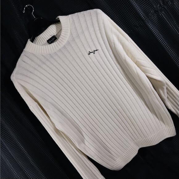 SEAN JOHN! LUXE VANILLA CREAM RIBBED KNIT OVERSIZED CREW NECK SWEATER! SZ XL - Picture 1 of 9